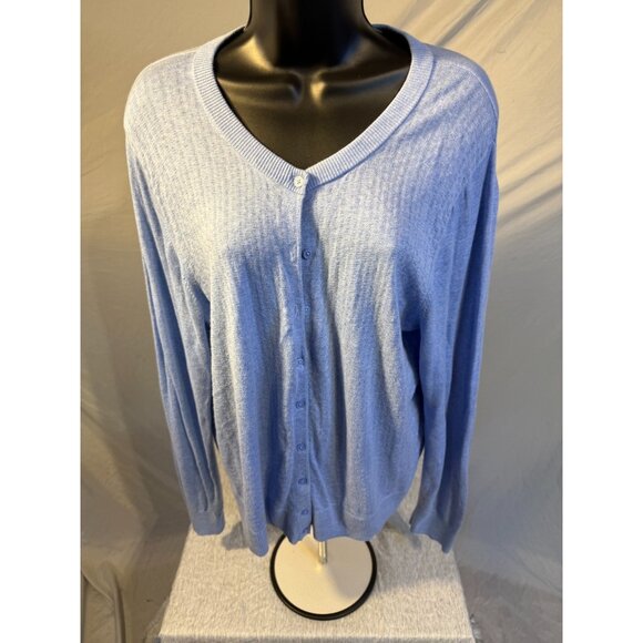 Banana Republic Cozy Cardigan Sweater Buttons Blue Womens XL Fall Grandpa Vibes - Picture 1 of 2